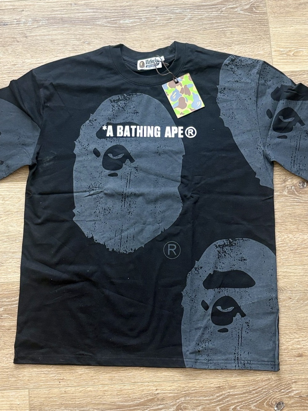 A Bathing Ape BAPE Giant Ape Head Relaxed Fit Tee Black Tee Black & Gray XL